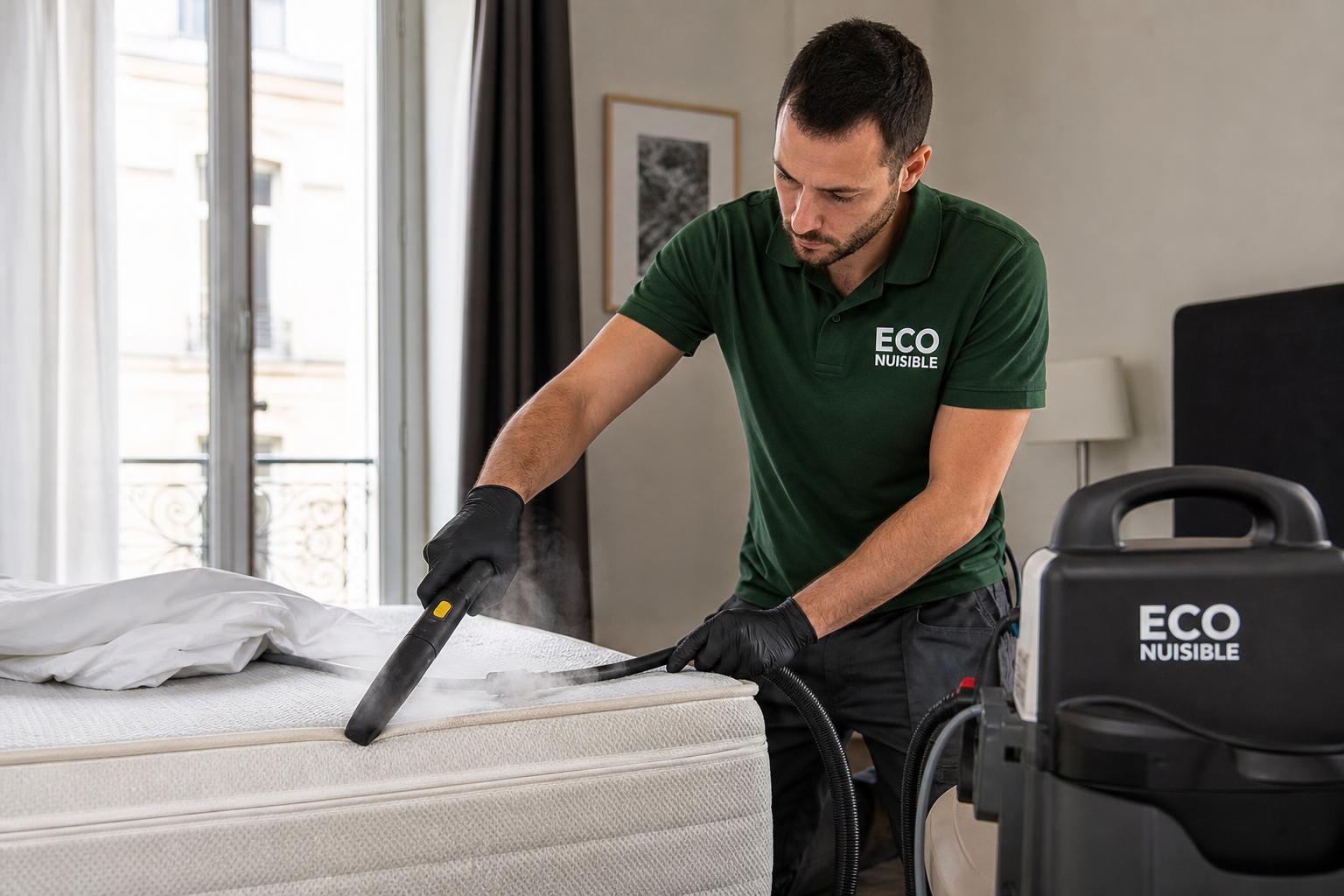 Inspection d'un matelas à la recherche de punaises de lit